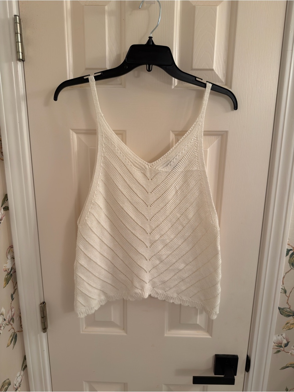 Vici White Knit Crochet Cami